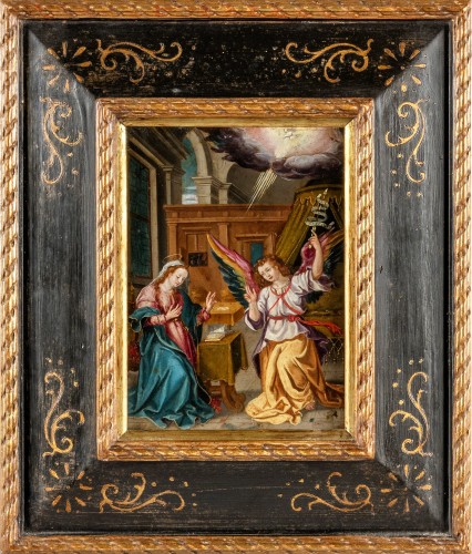 Annunciation Flemish Master of 17 th century - Paintings & Drawings Style Louis XV